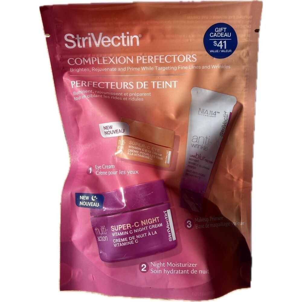 4 PC StriVectin Complexion Perfectors-Eye Cream-Night Moisturizer-Makeup Primer